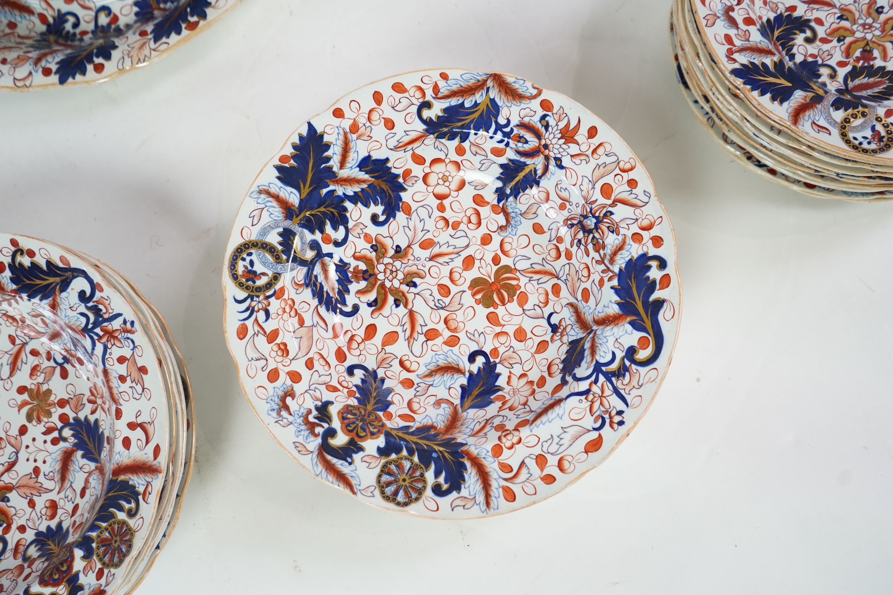 A Copeland & Garrett Imari pattern New Japan Stone part dinner service, c.1840